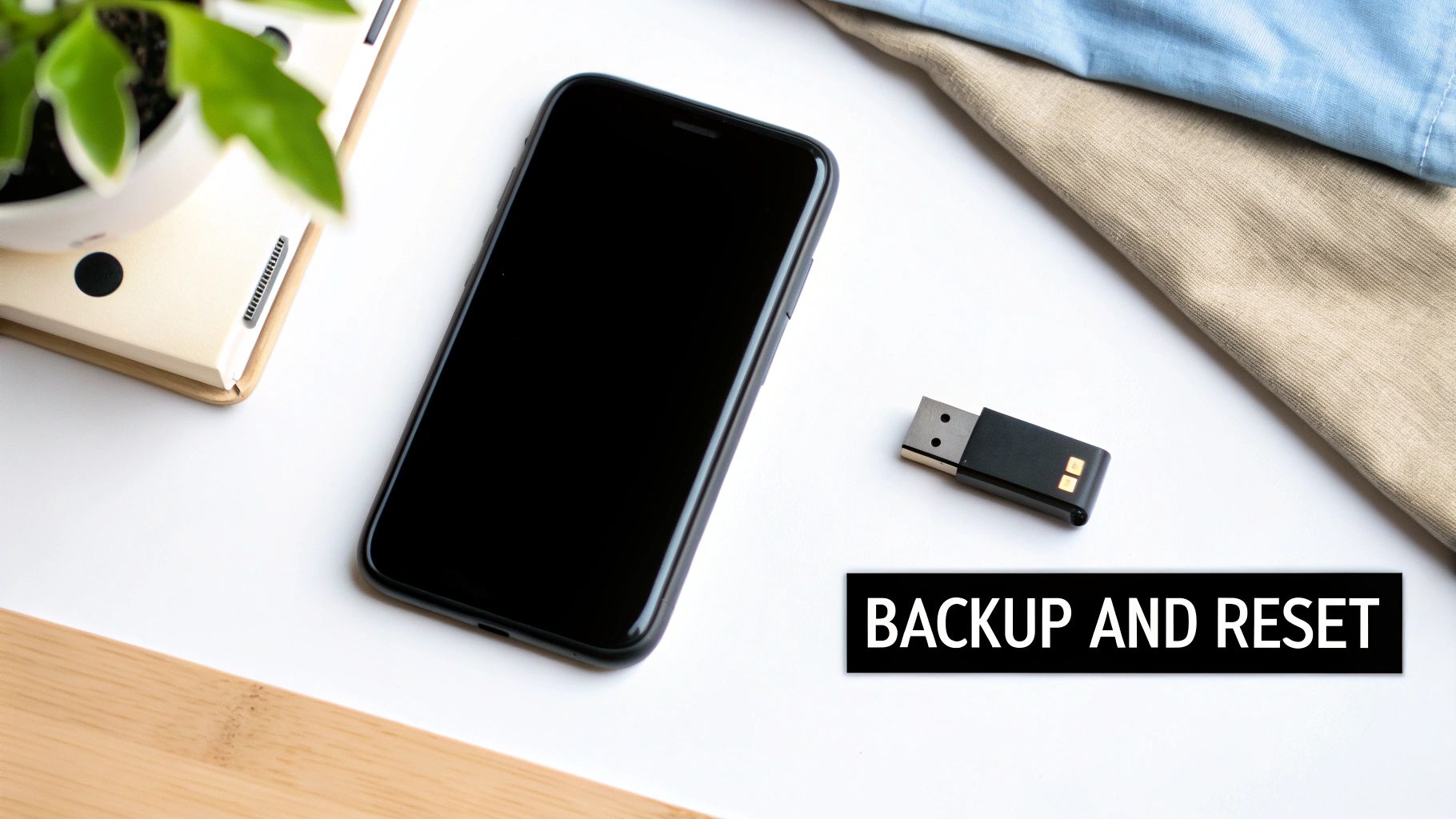 A person holding a smartphone, cleaning the screen gently with a microfibre cloth, preparing it for sale.