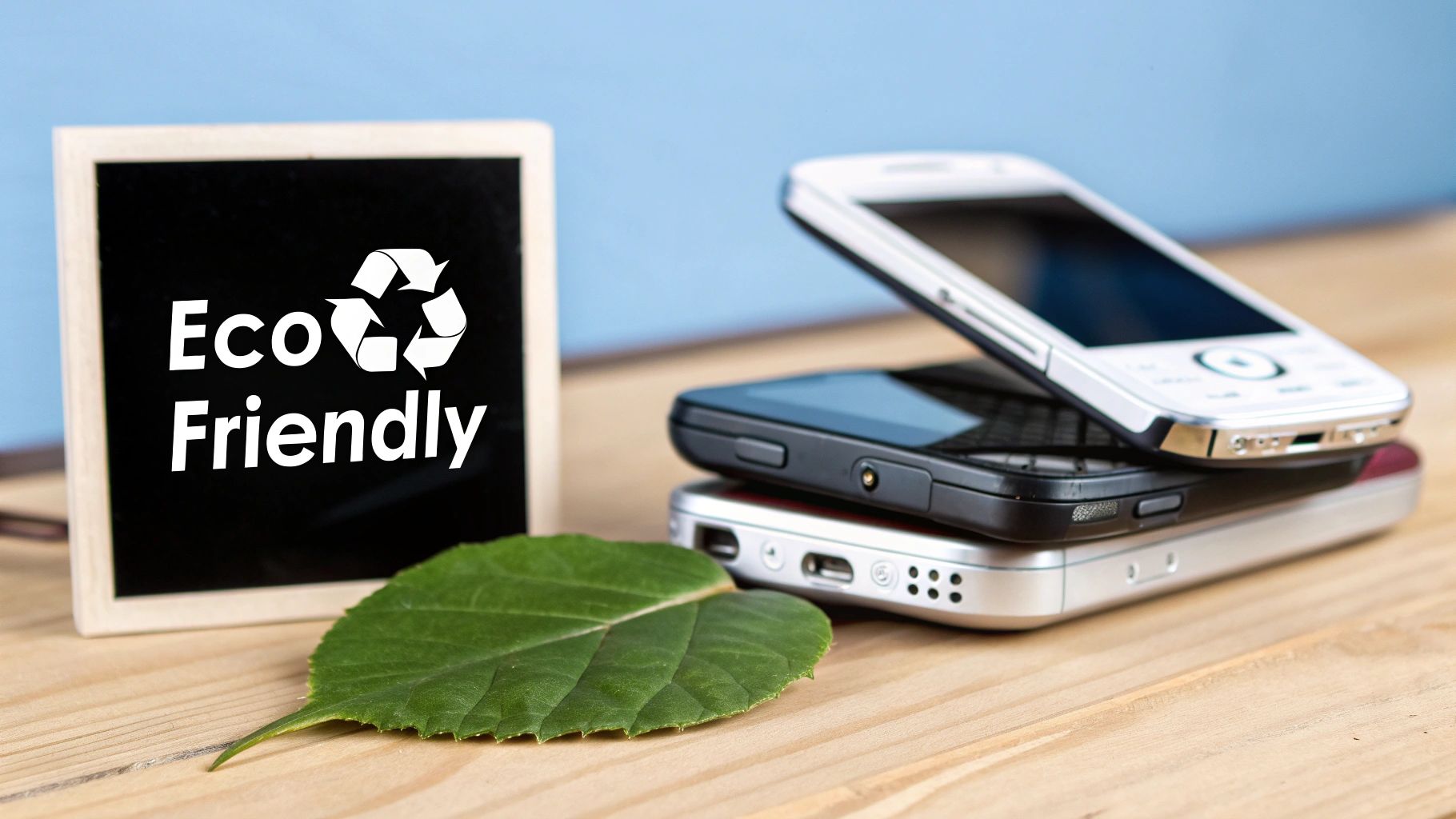 A person carefully grading and inspecting a second hand cell phone at a desk.