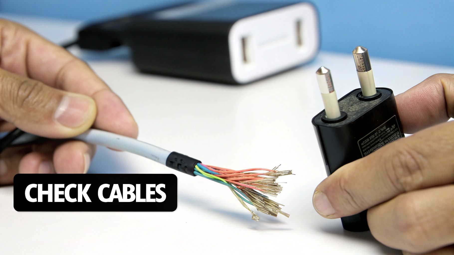 A close-up of an official Apple charging cable and power adapter.