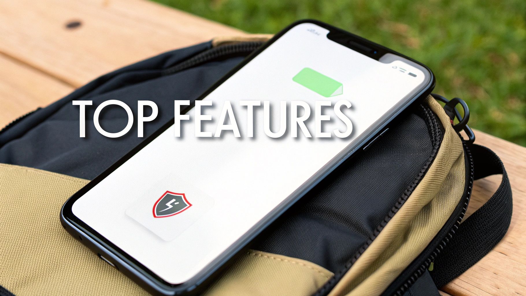 A parent and teen looking at a smartphone together, smiling.