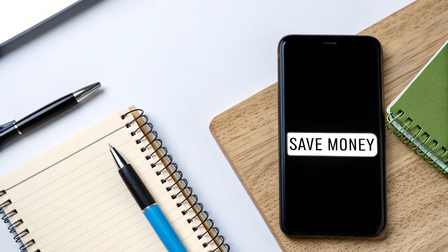 A person holding a modern smartphone, with a green recycling symbol overlaid, representing eco-friendly tech choices.