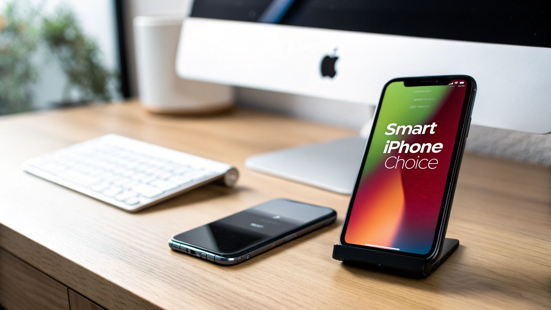 A person holding a refurbished iPhone, checking its quality