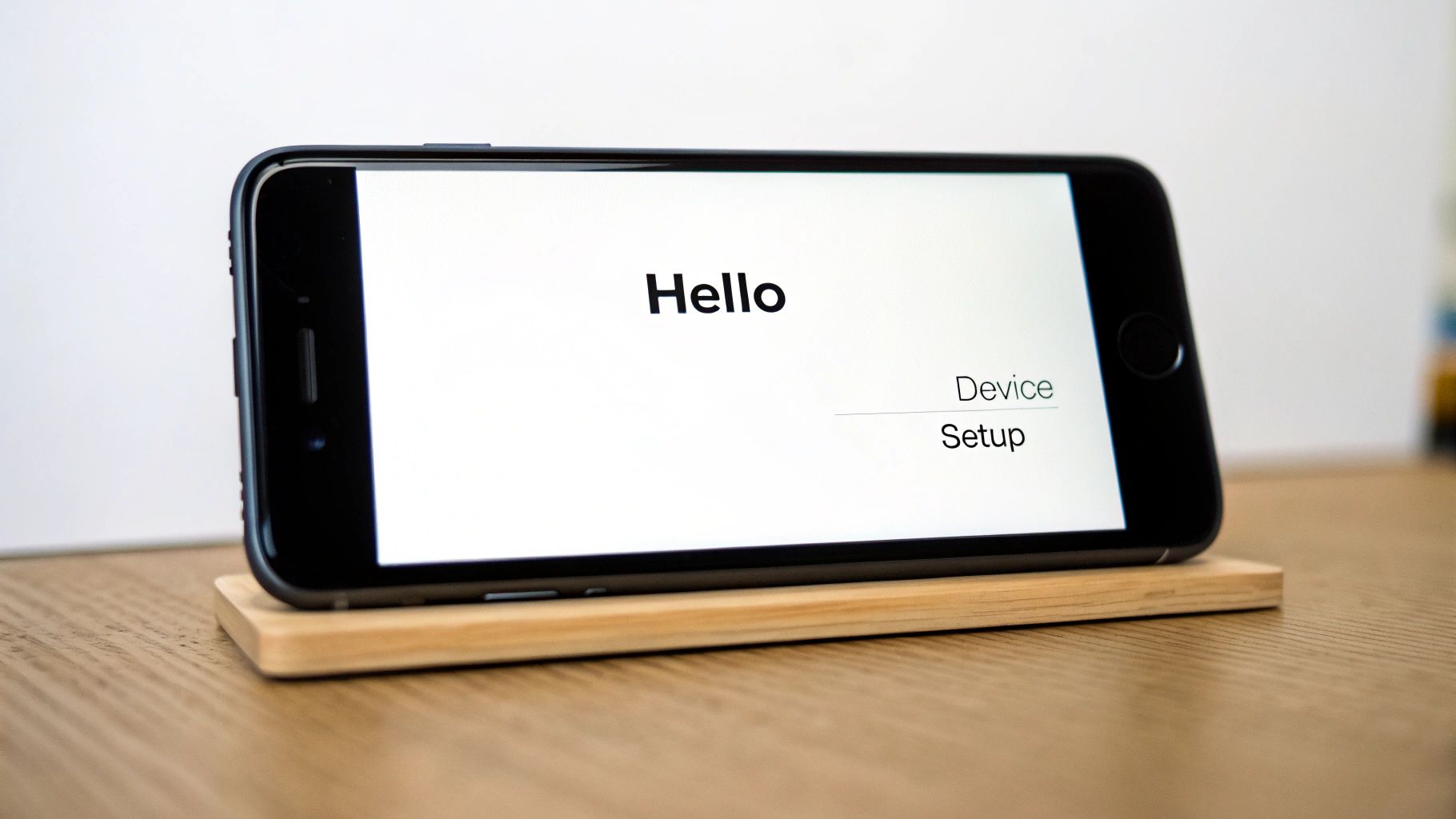 An iPhone displaying the 'Hello' setup screen after being reset.