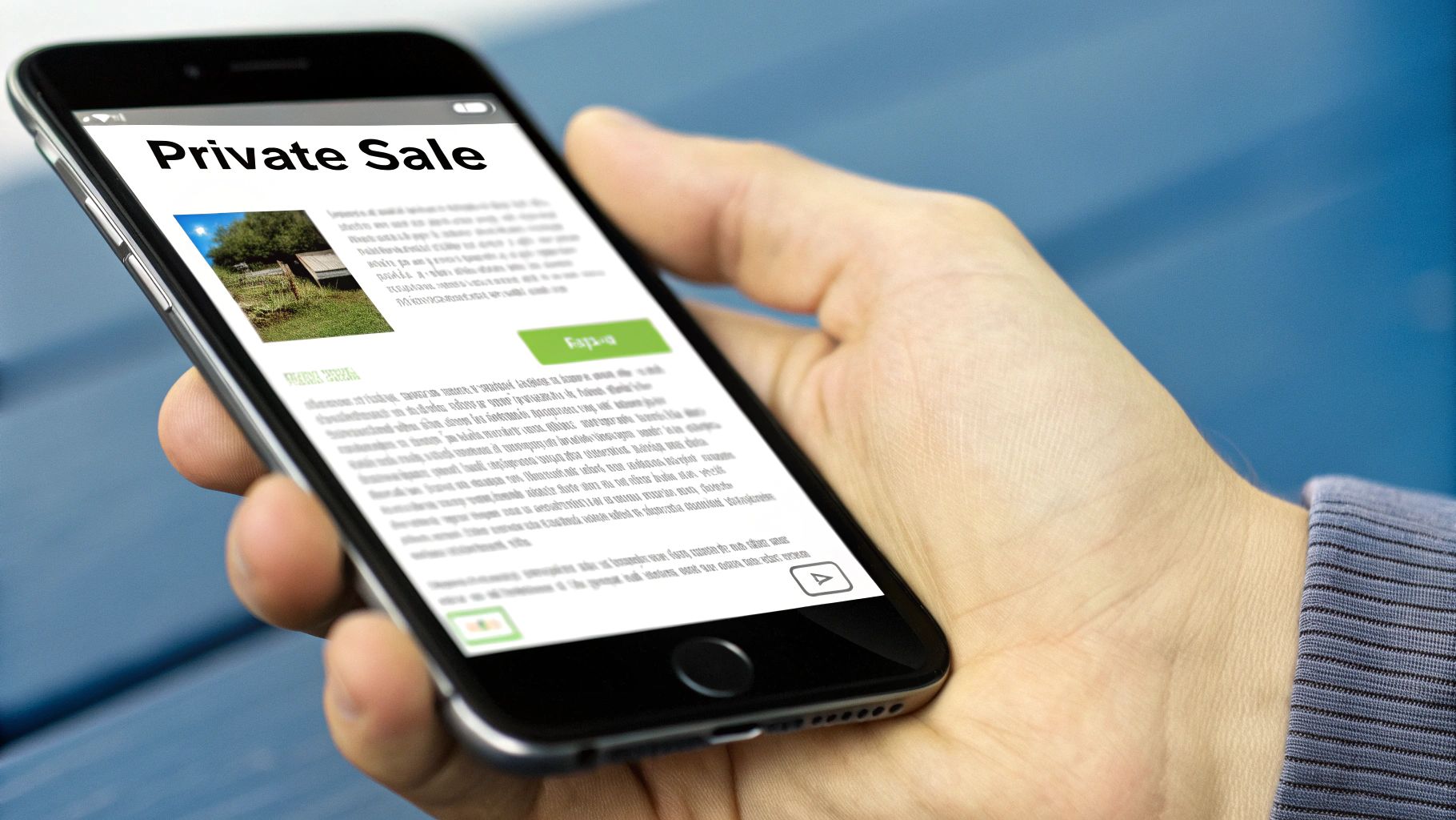 A person listing their iPhone for sale on a marketplace.