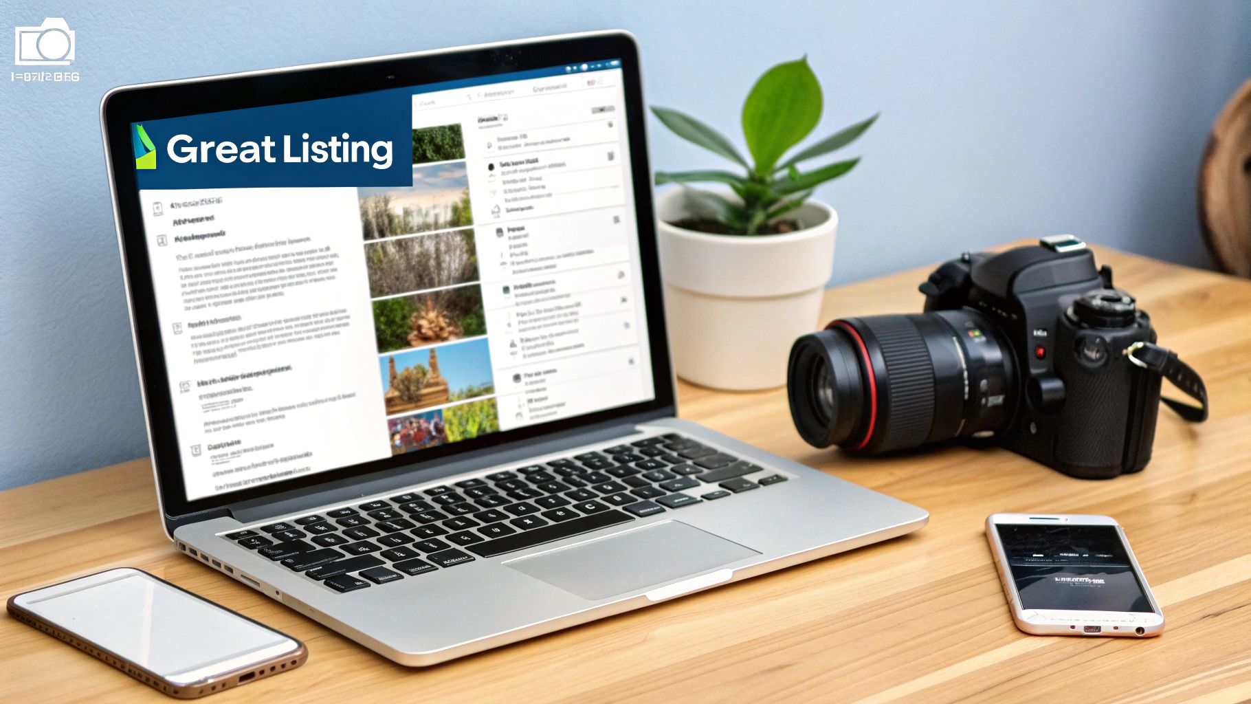 A top-down view of an iPhone with its screen on, placed next to a matching box on a clean, light-coloured surface.