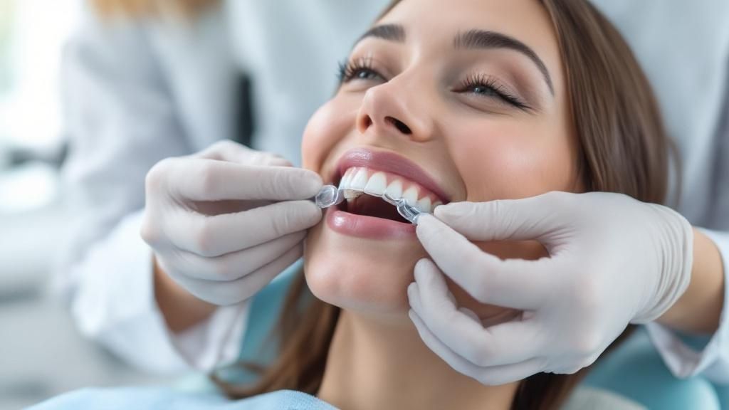Image of a smiling person receiving dental care.