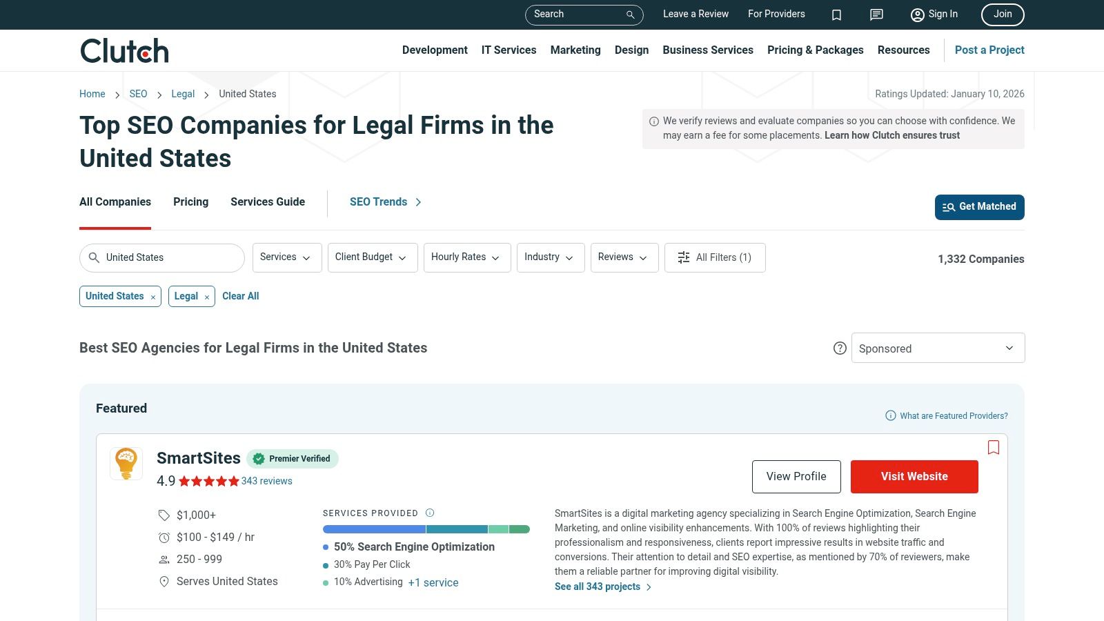 Clutch – SEO Firms for the Legal Industry