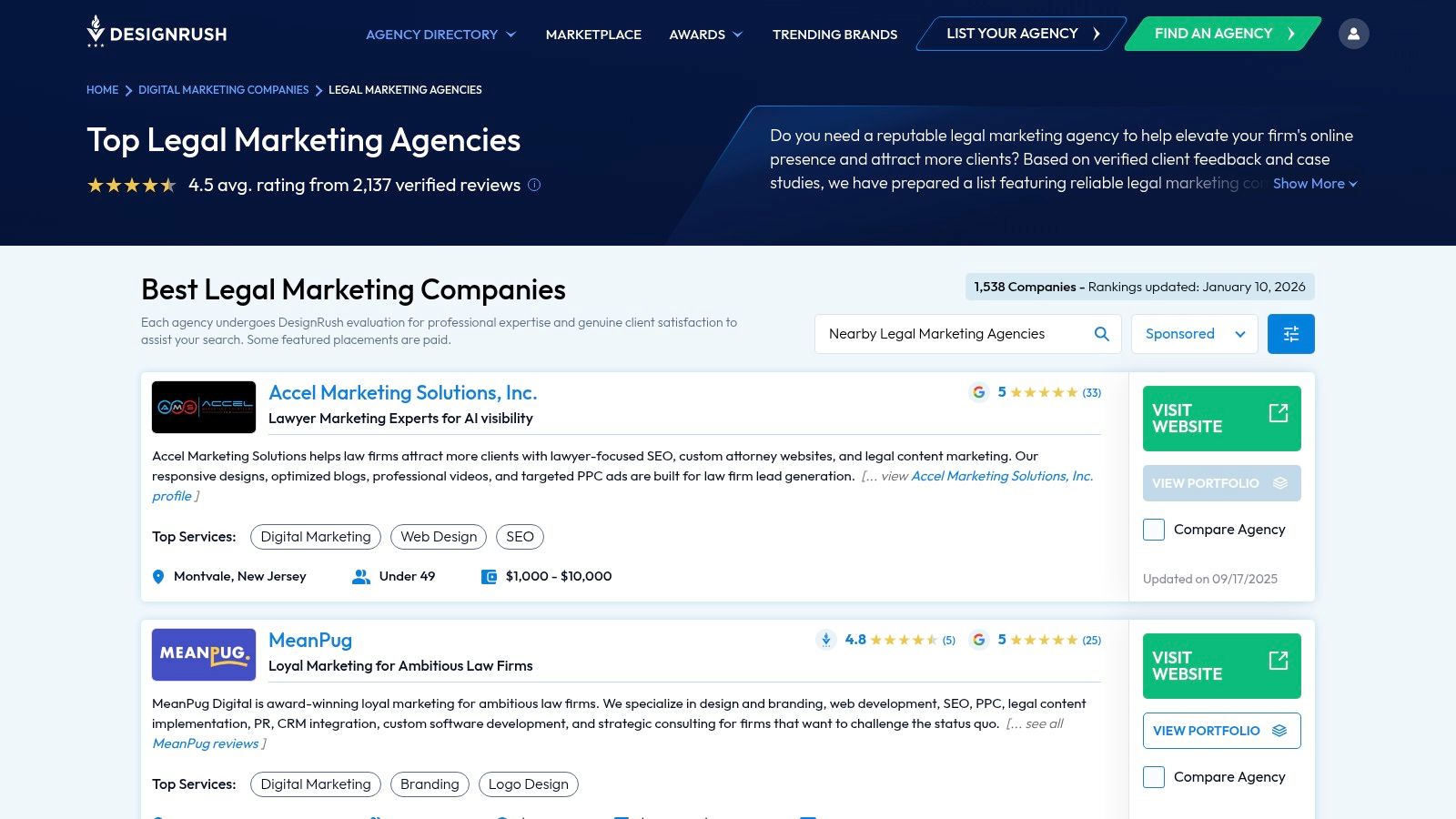 DesignRush – Legal Marketing Agencies