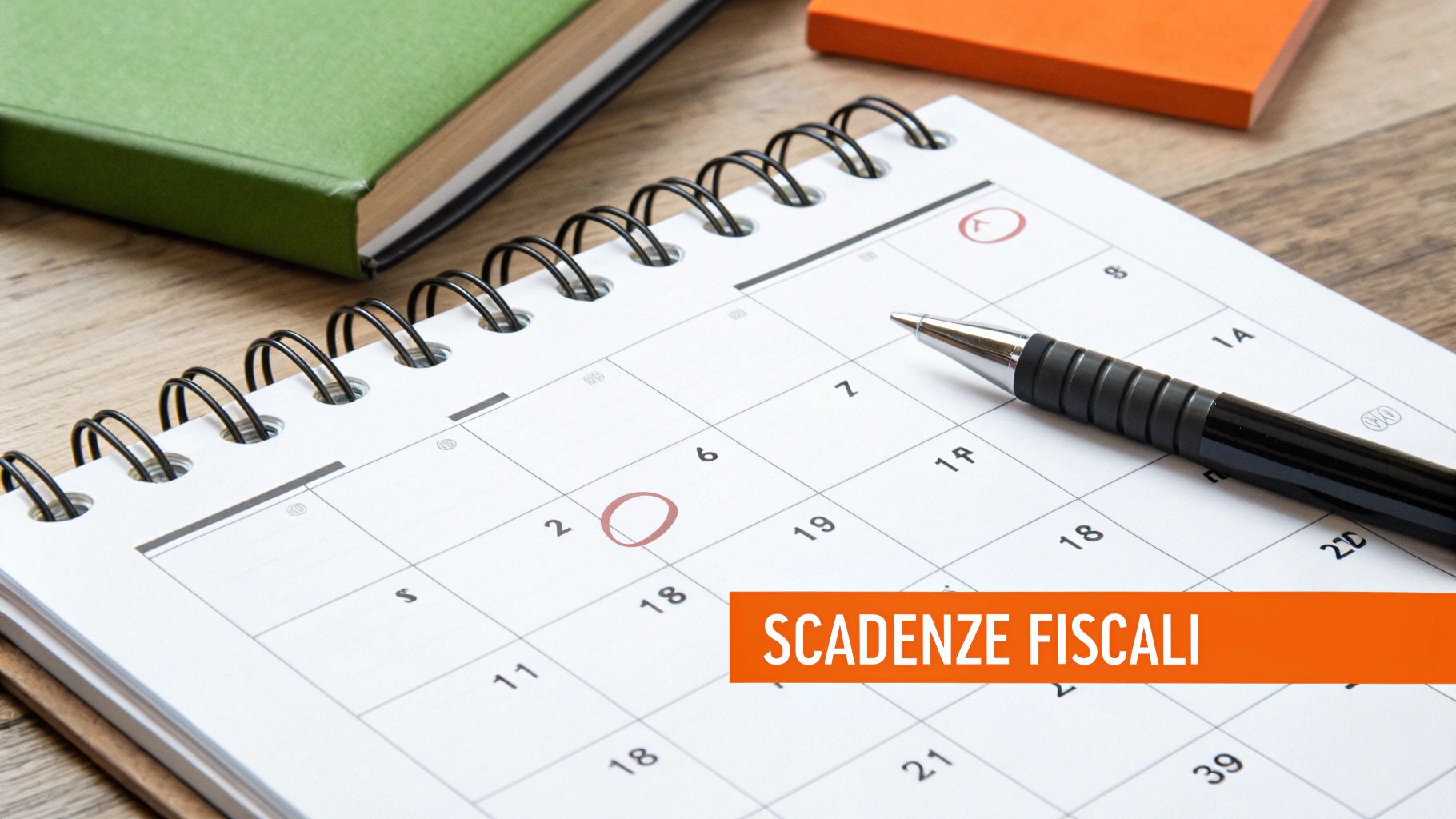A calendar page showing deadlines for the Florence tourist tax, with a pen next to it