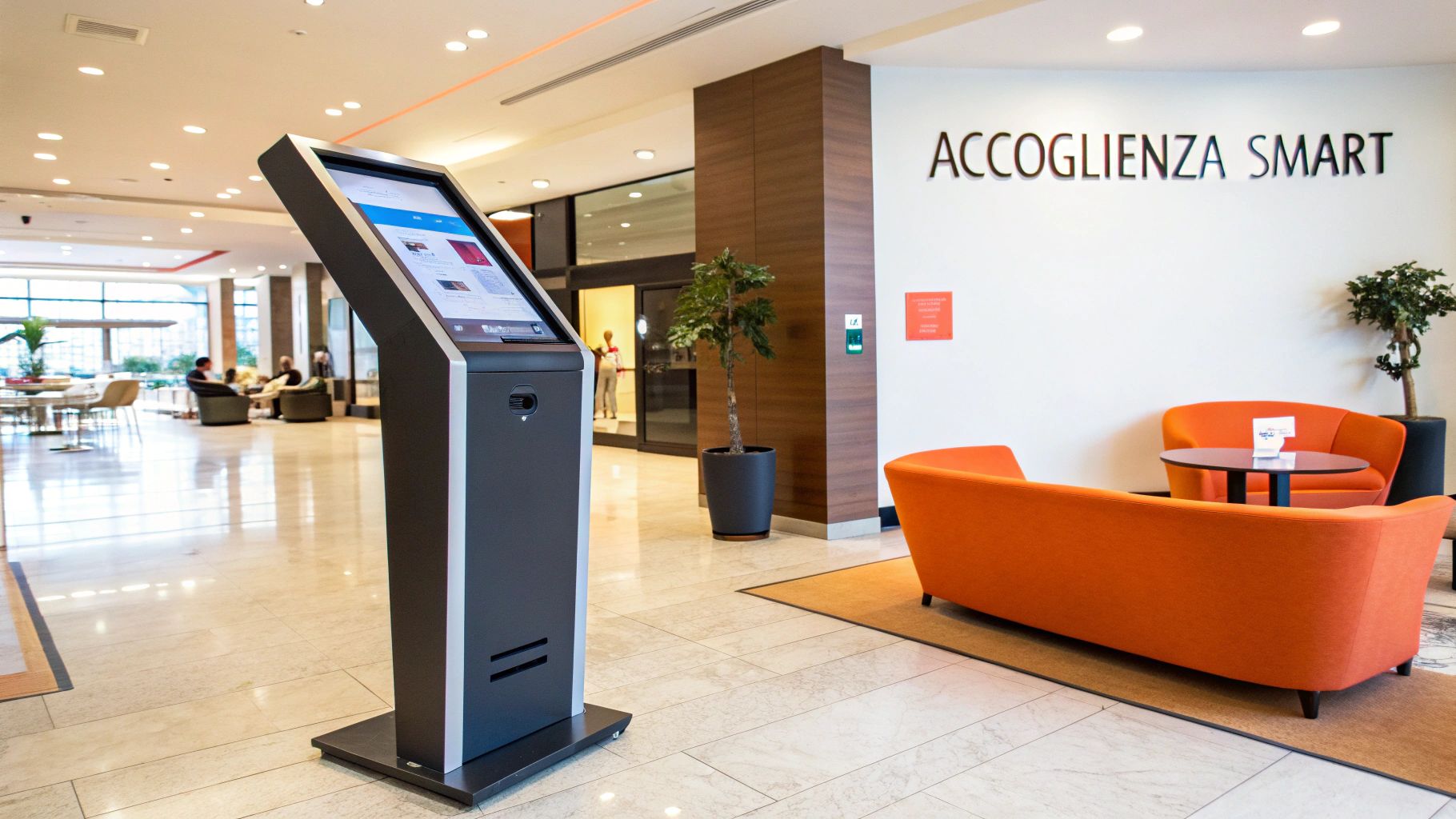 Ospite che effettua il self check in dal suo smartphone in una camera d'hotel