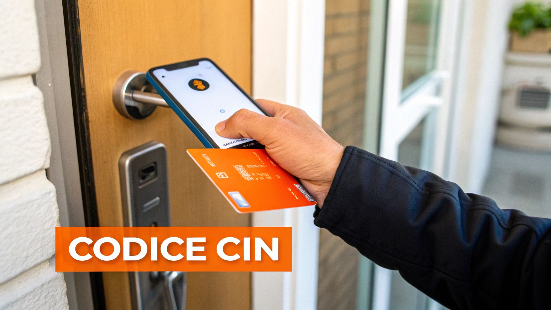 Mano che tiene una chiave con portachiavi a forma di casa, simbolo di proprietà e affitti brevi