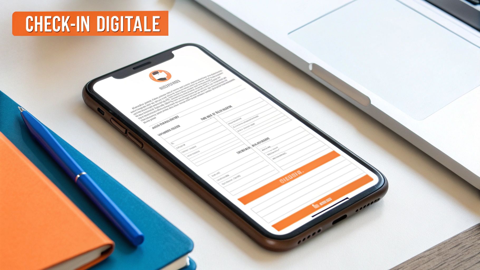 Un ospite completa il check-in digitale sul proprio smartphone prima dell'arrivo