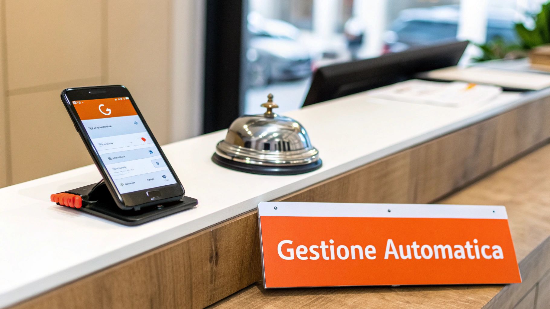 Un gestore di B&B utilizza Nowcheckin sul suo tablet per il check-in digitale
