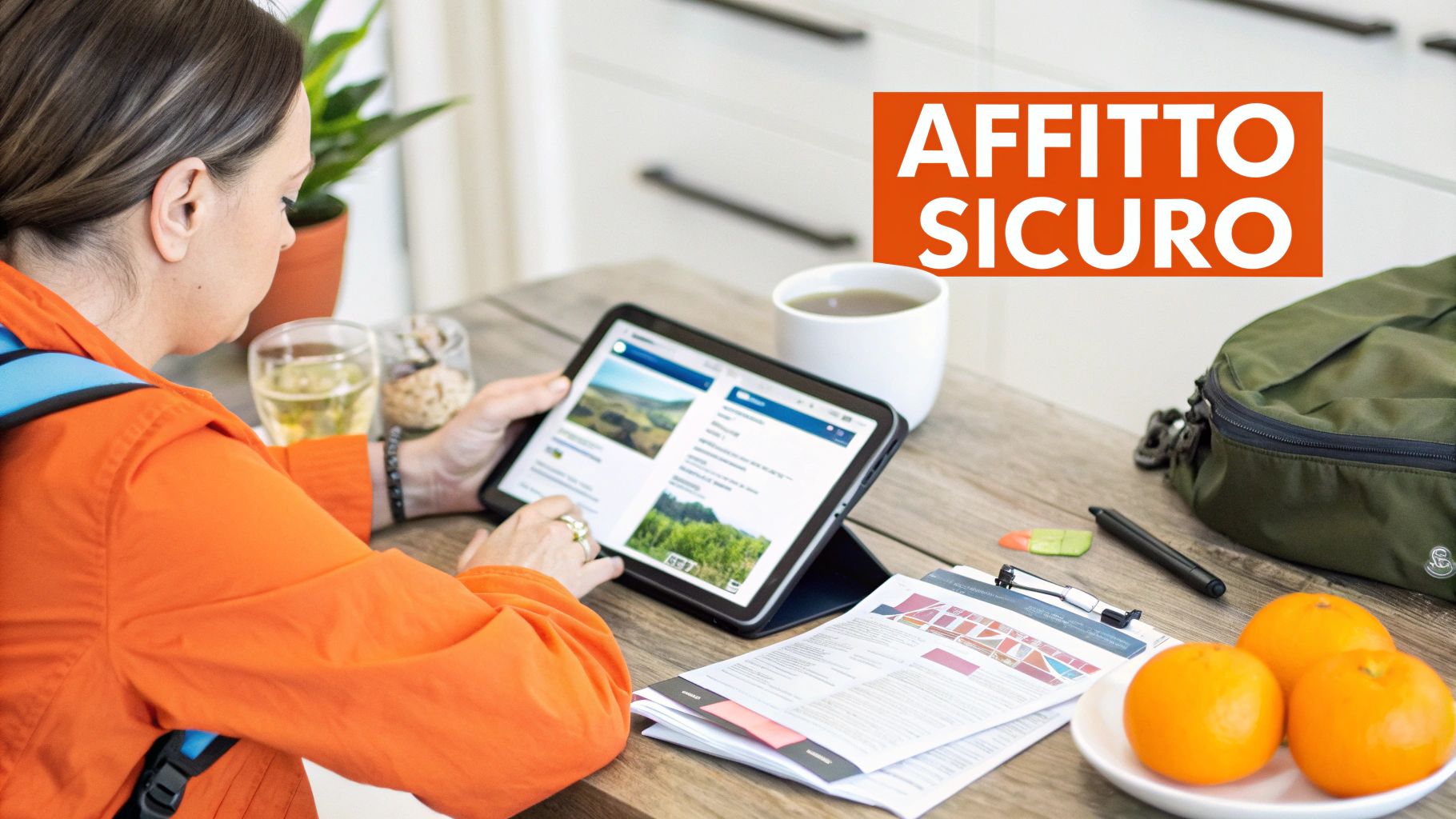 Persona che cerca una casa vacanze su un laptop