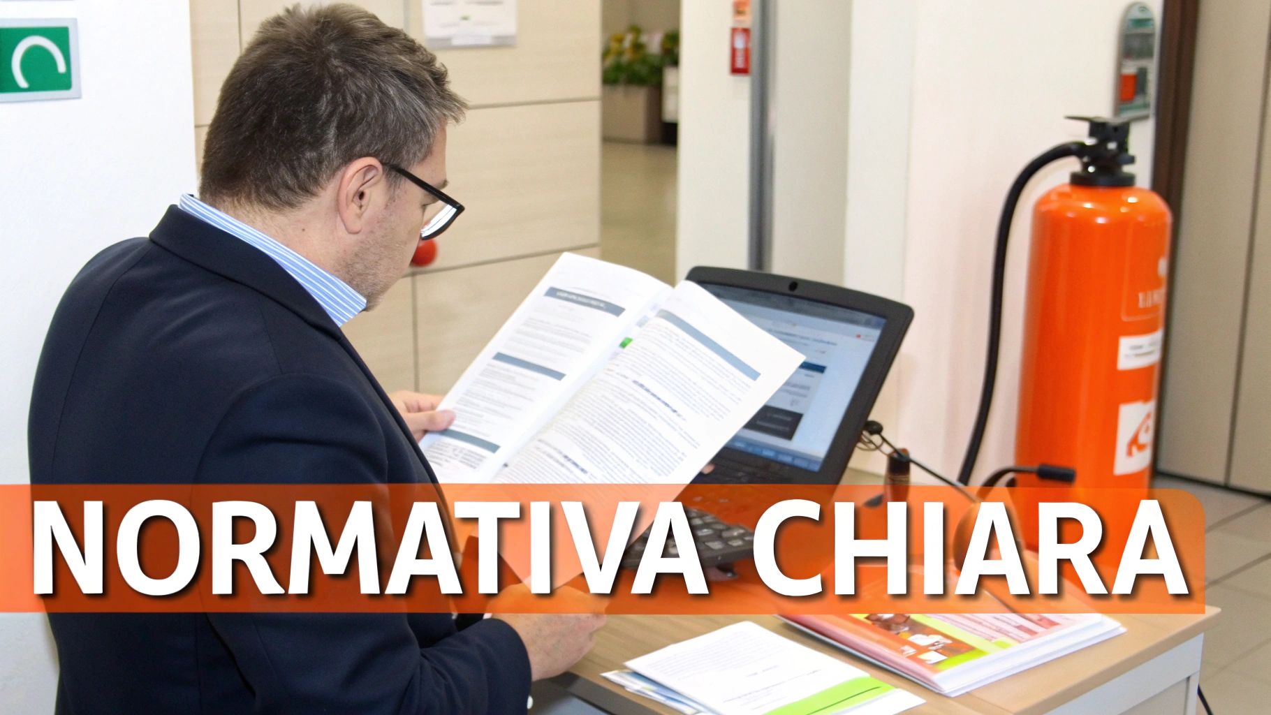 Professionista che consulta documentazione sulla normativa chiara per affitti brevi e sicurezza