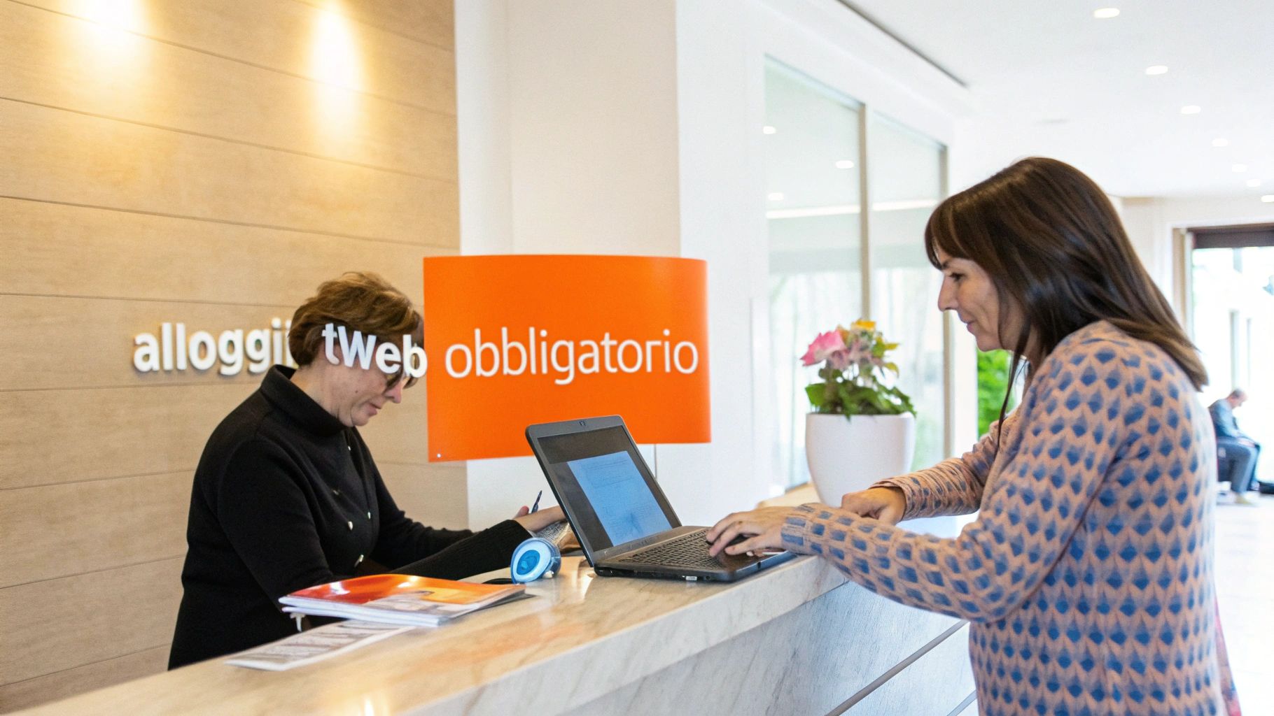 Vista interna di una reception moderna e accogliente