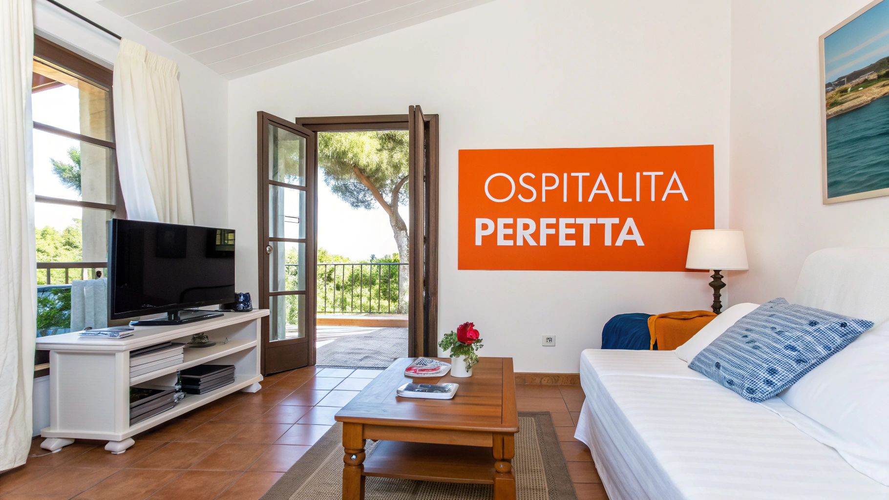 Interno di una casa vacanze luminosa e accogliente