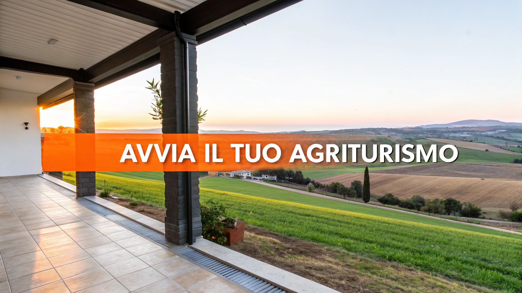 Interno rustico di un agriturismo con tavolo in legno e cibo fresco