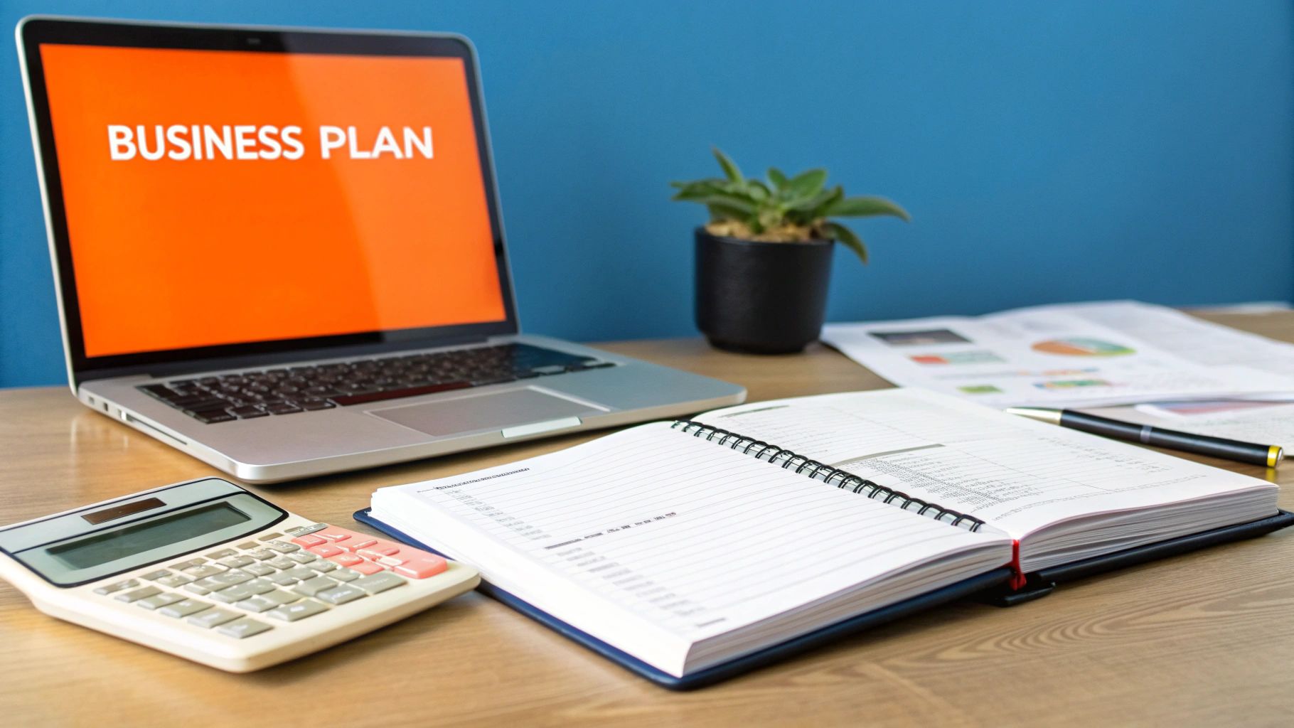 Persona che lavora su un business plan per un campeggio