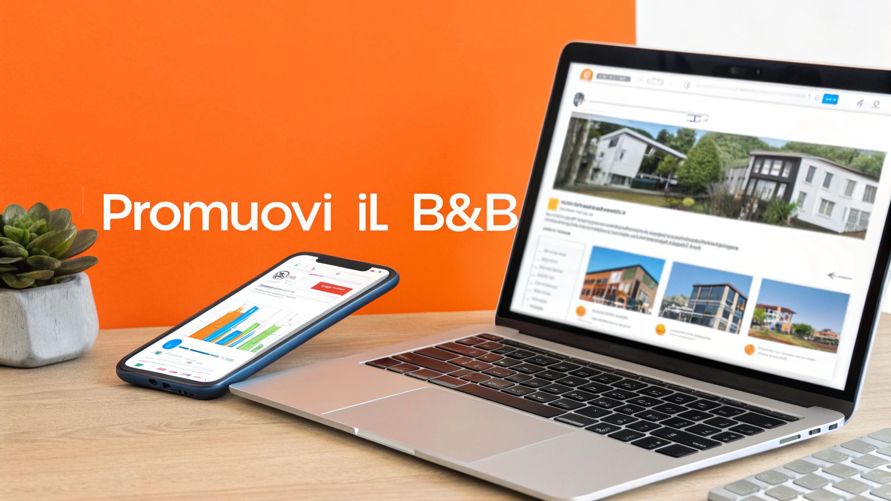 Marketing per B&B con smartphone e laptop