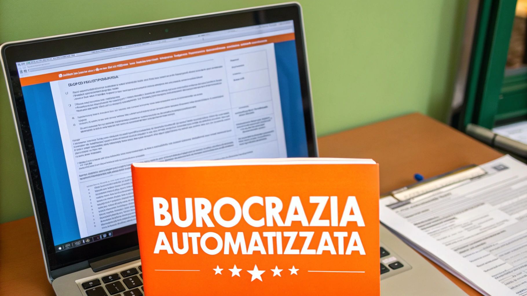 Una persona usa lo smartphone per gestire documenti digitali in un ufficio moderno.