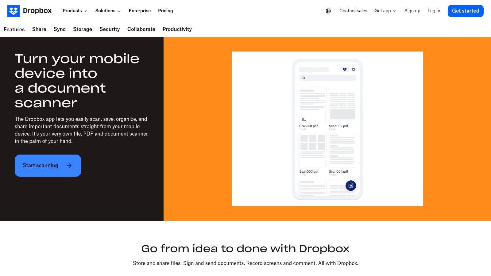 Dropbox (Scanner in app)