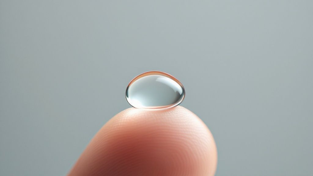 A person comfortably inserting a contact lens.