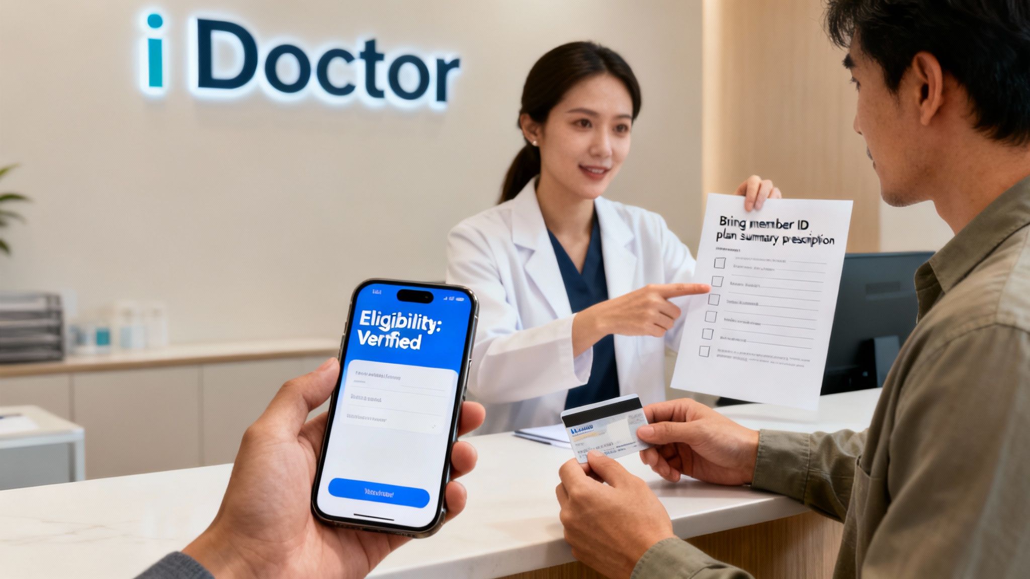 Screenshot from https://idoctor.com/insurance-checker