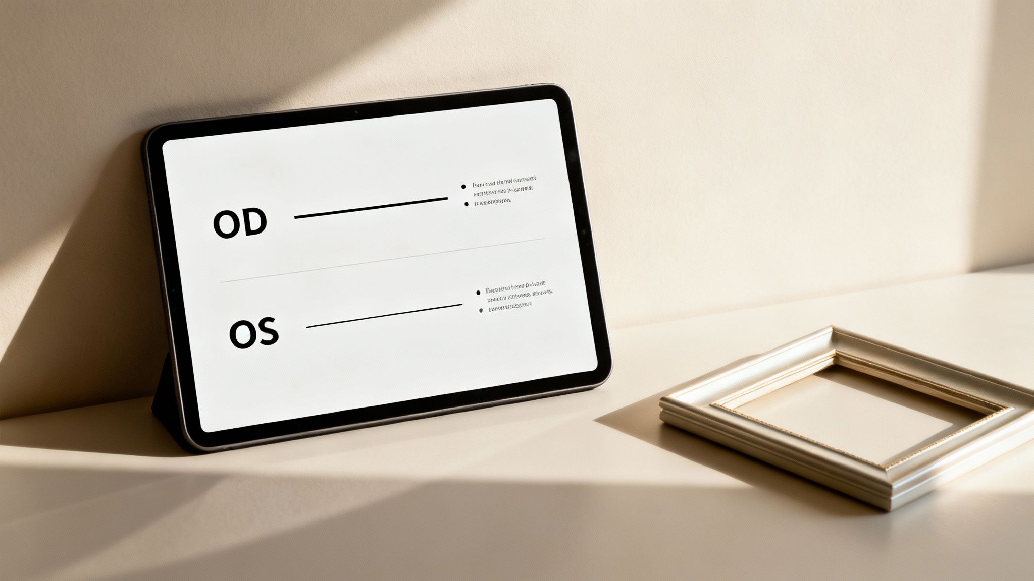 An eye doctor pointing to a prescription chart while explaining it to a patient.
