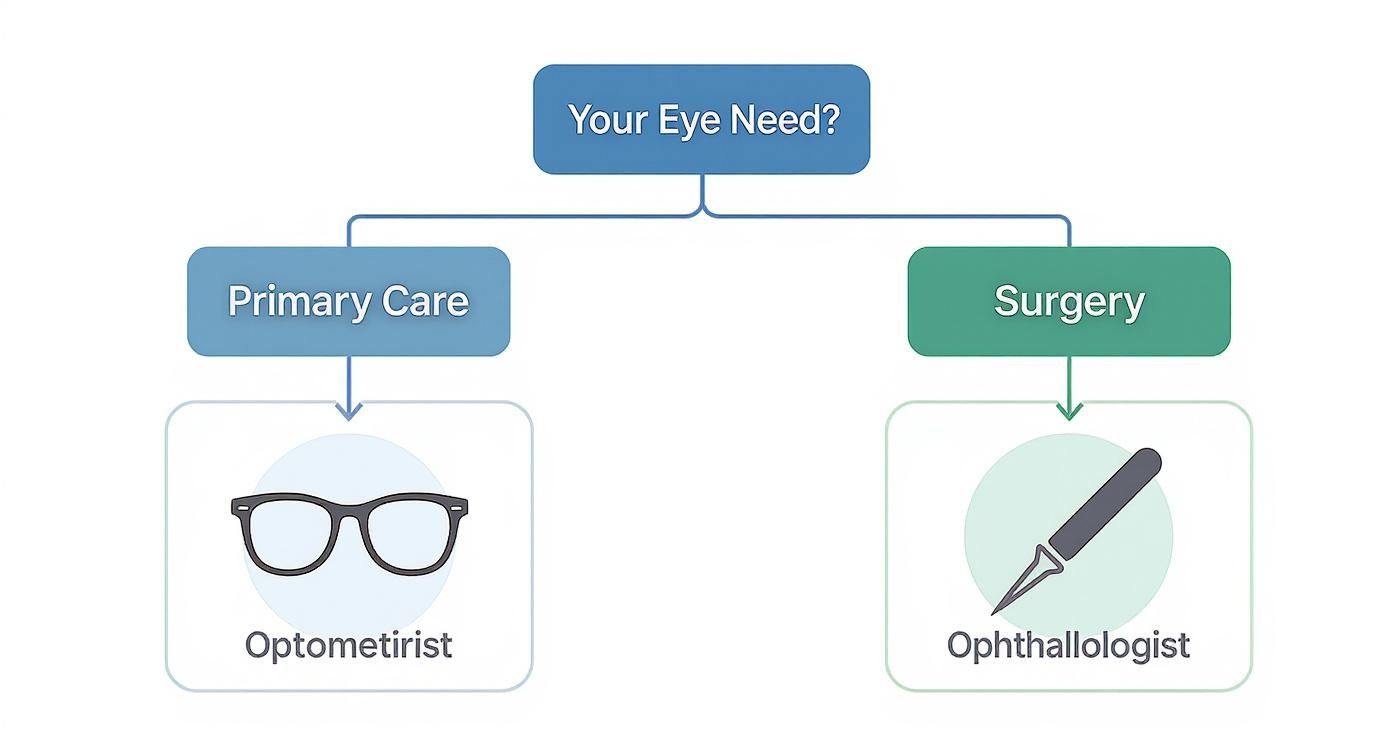Infographic about difference between optometrist and ophthalmologist