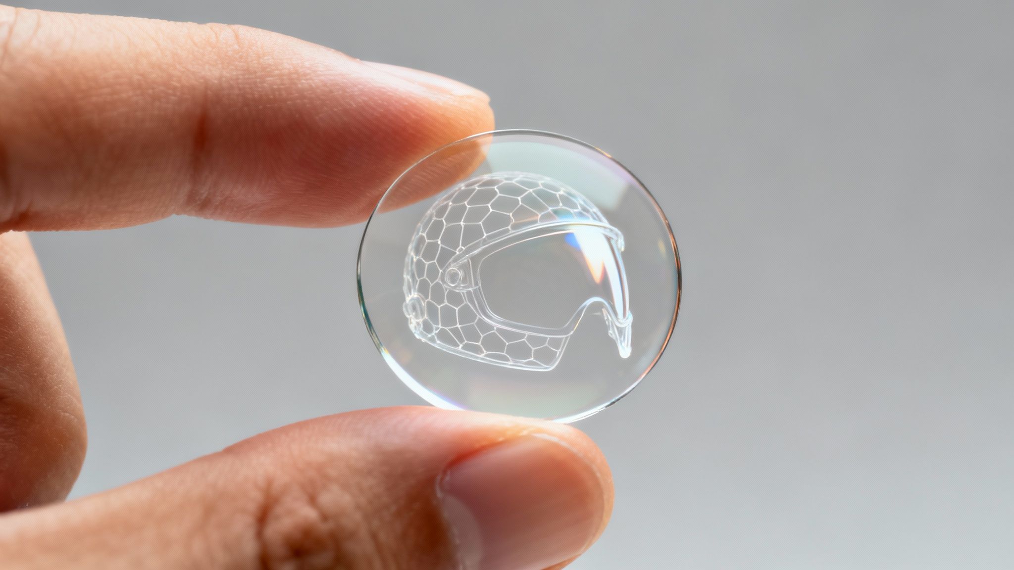 A detailed close-up shot of a pair of modern polycarbonate eyeglass lenses showing their clarity and thin profile.