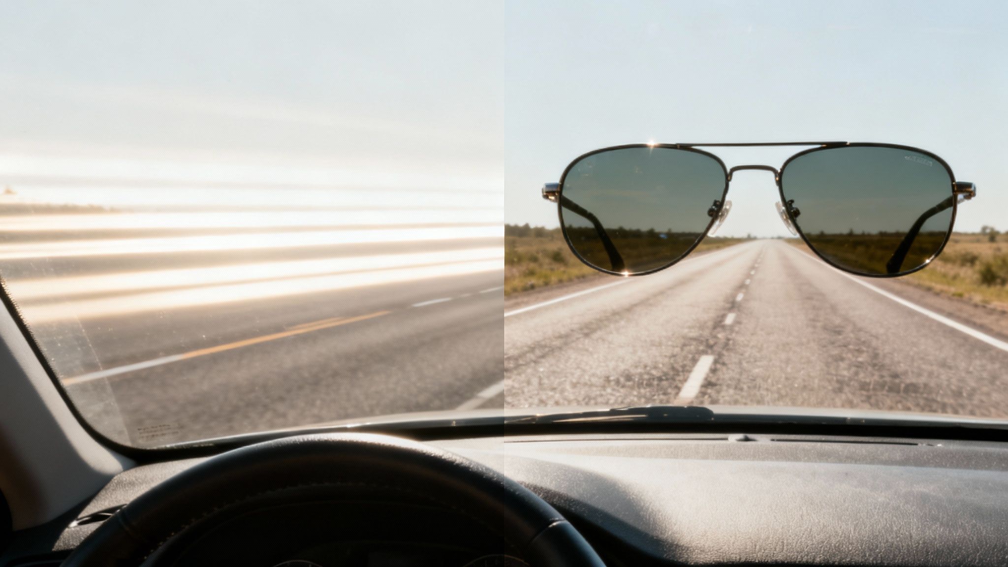 A close-up of a sunglass lens showing a reflective, mirrored coating.