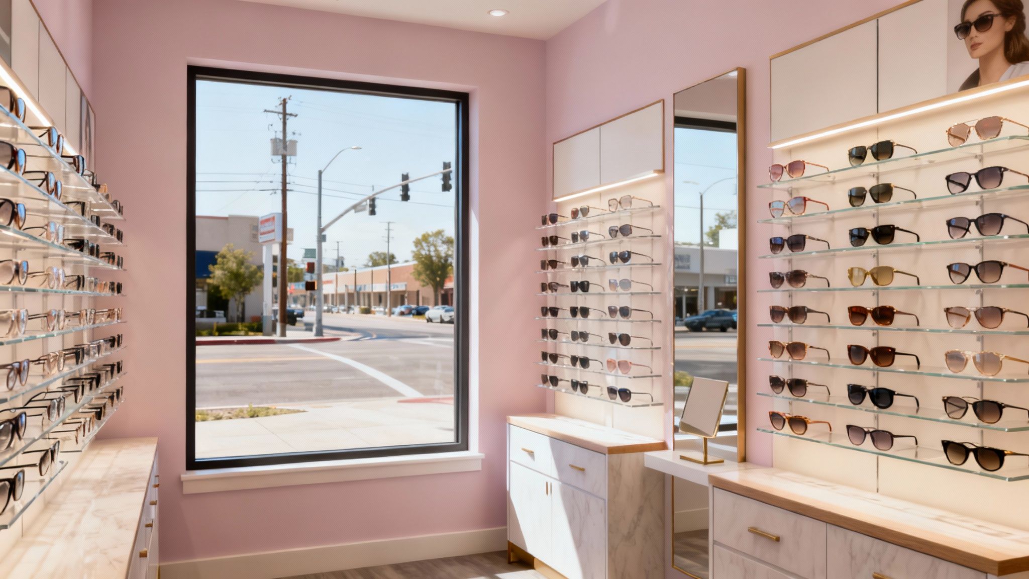 A collection of stylish spectacles frames in various colors and designs on display.