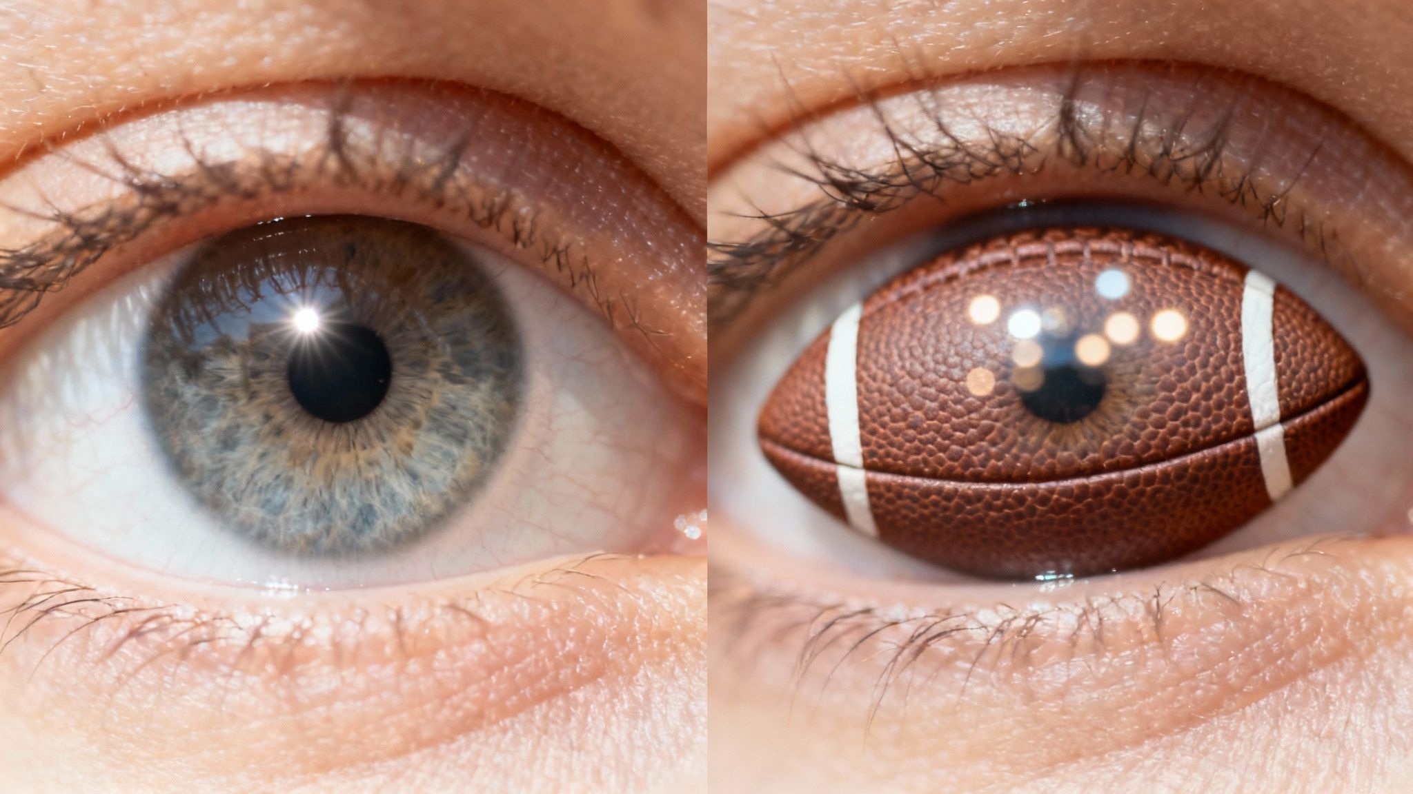 A detailed illustration showing the difference between a normal eye and an eye with astigmatism, highlighting the irregular cornea shape and how it affects light focus.