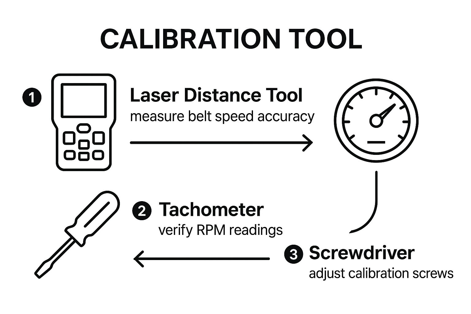 treadmill calibration tools tape measure stopwatch