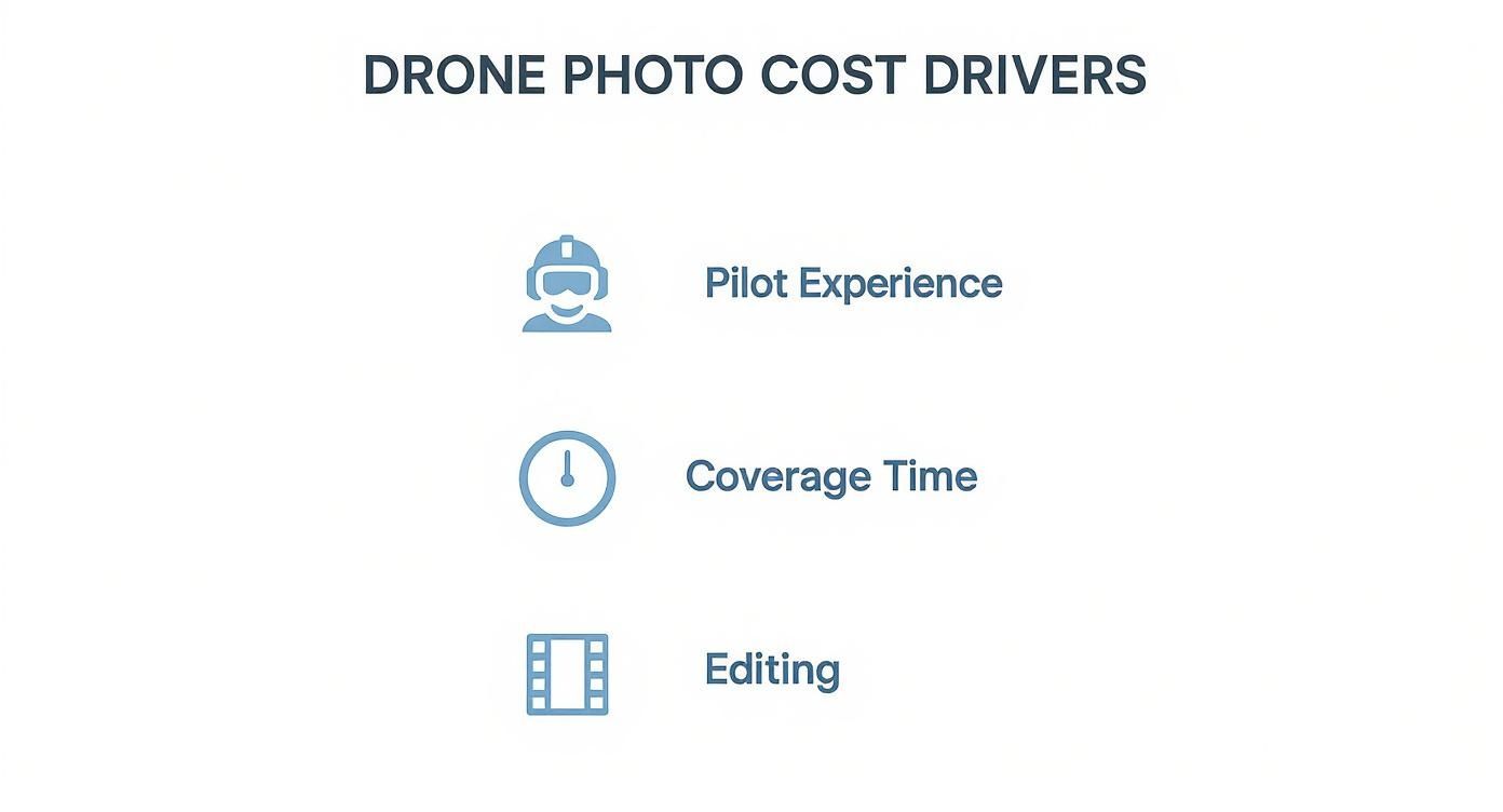 Infographic about wedding drone photography cost