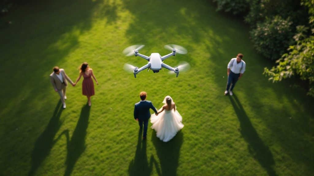 Aerial view of a wedding venue