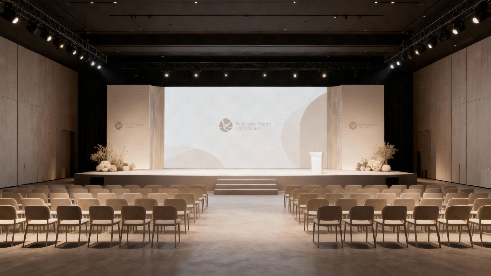 Event venue set up for a corporate event