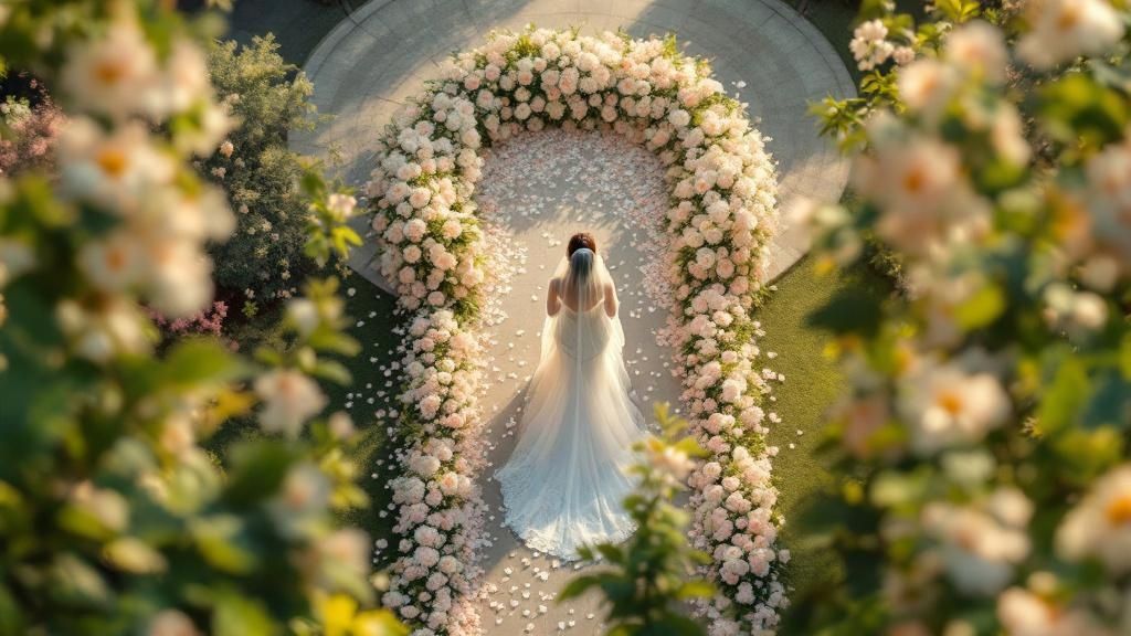 Drone capturing a wedding couple