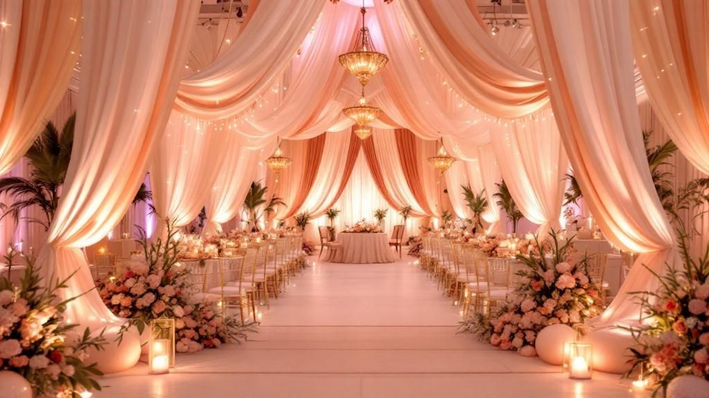 Blush Pink/Rose Gold up lighting at an event