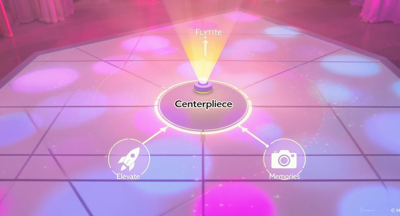 Infographic about lighted monogram dance floor