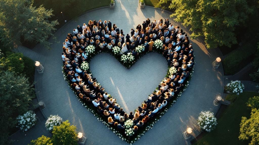 Drone capturing a wedding couple
