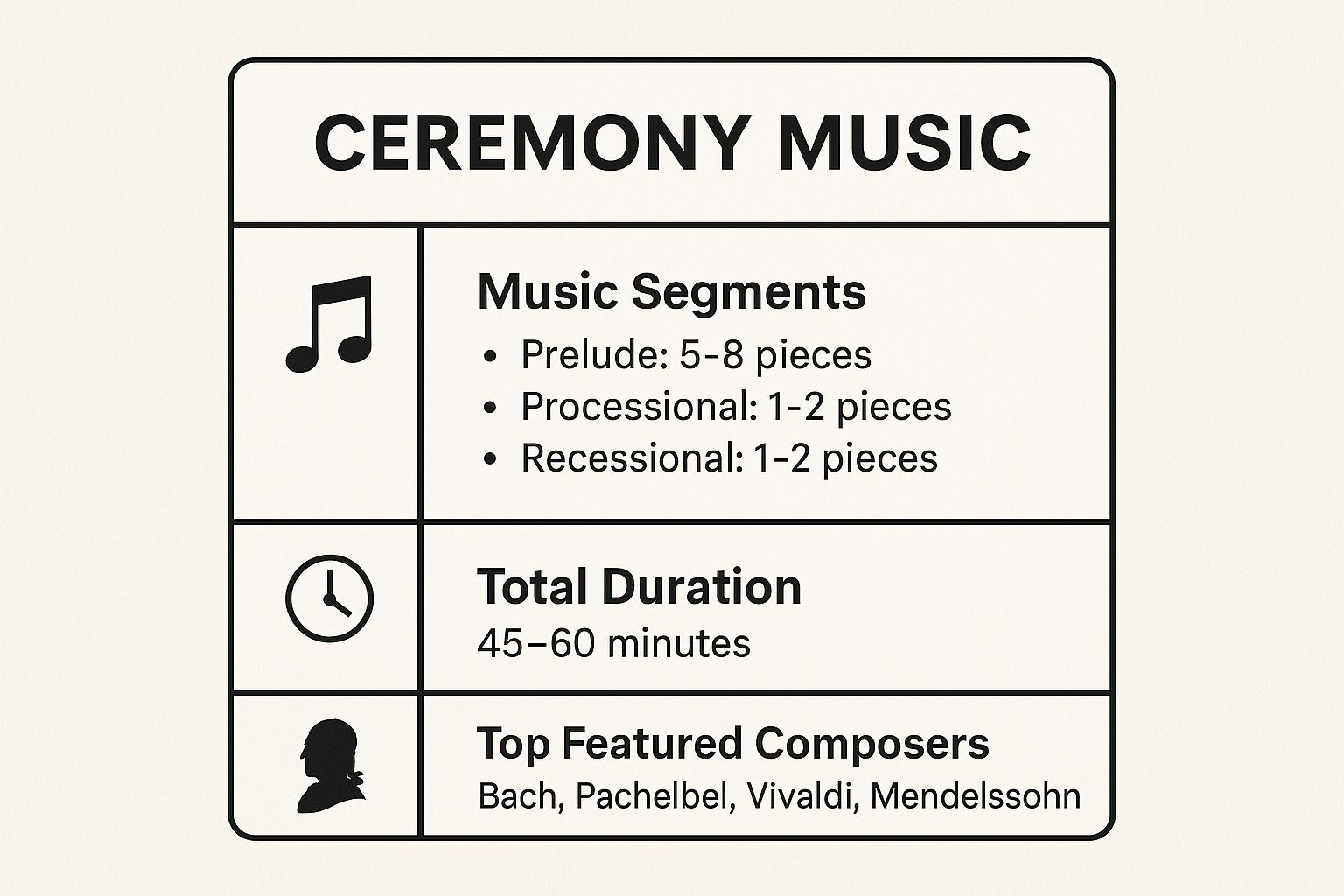 Infographic showing key data about Traditional Classical Wedding Ceremony