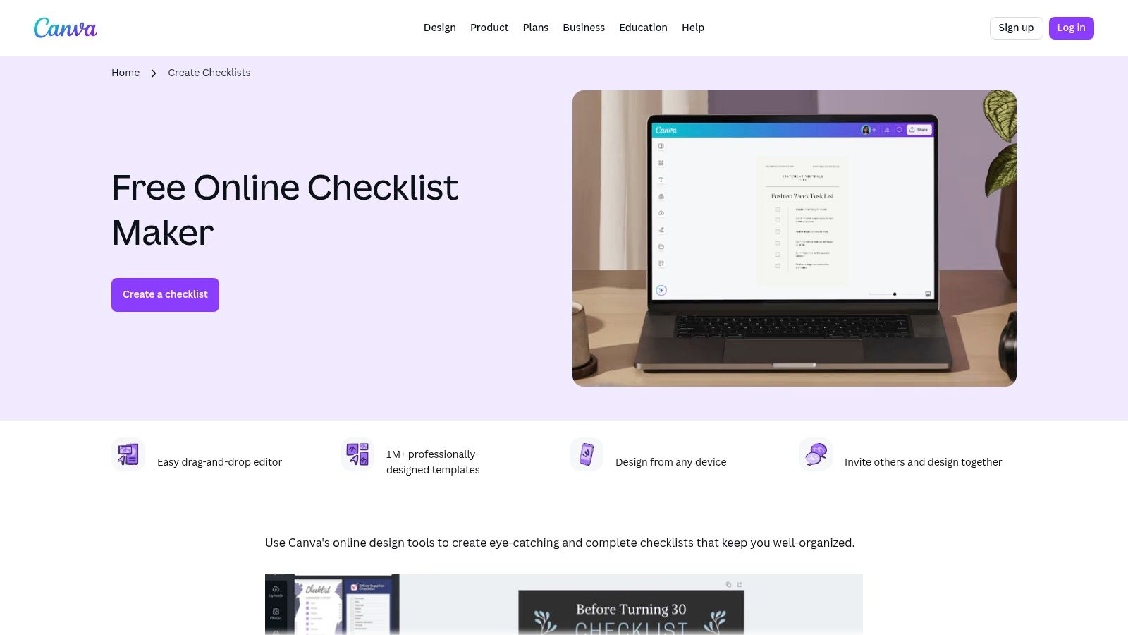 Canva – Online Checklist/Party Template Creator