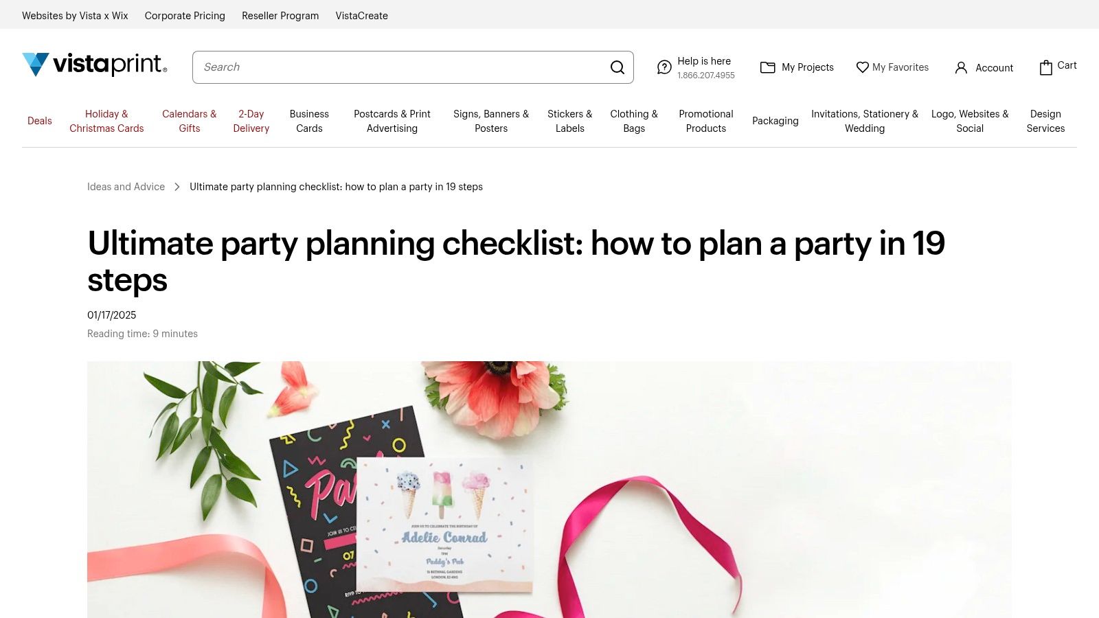 VistaPrint (US) – Ultimate Party Planning Checklist + Supplies