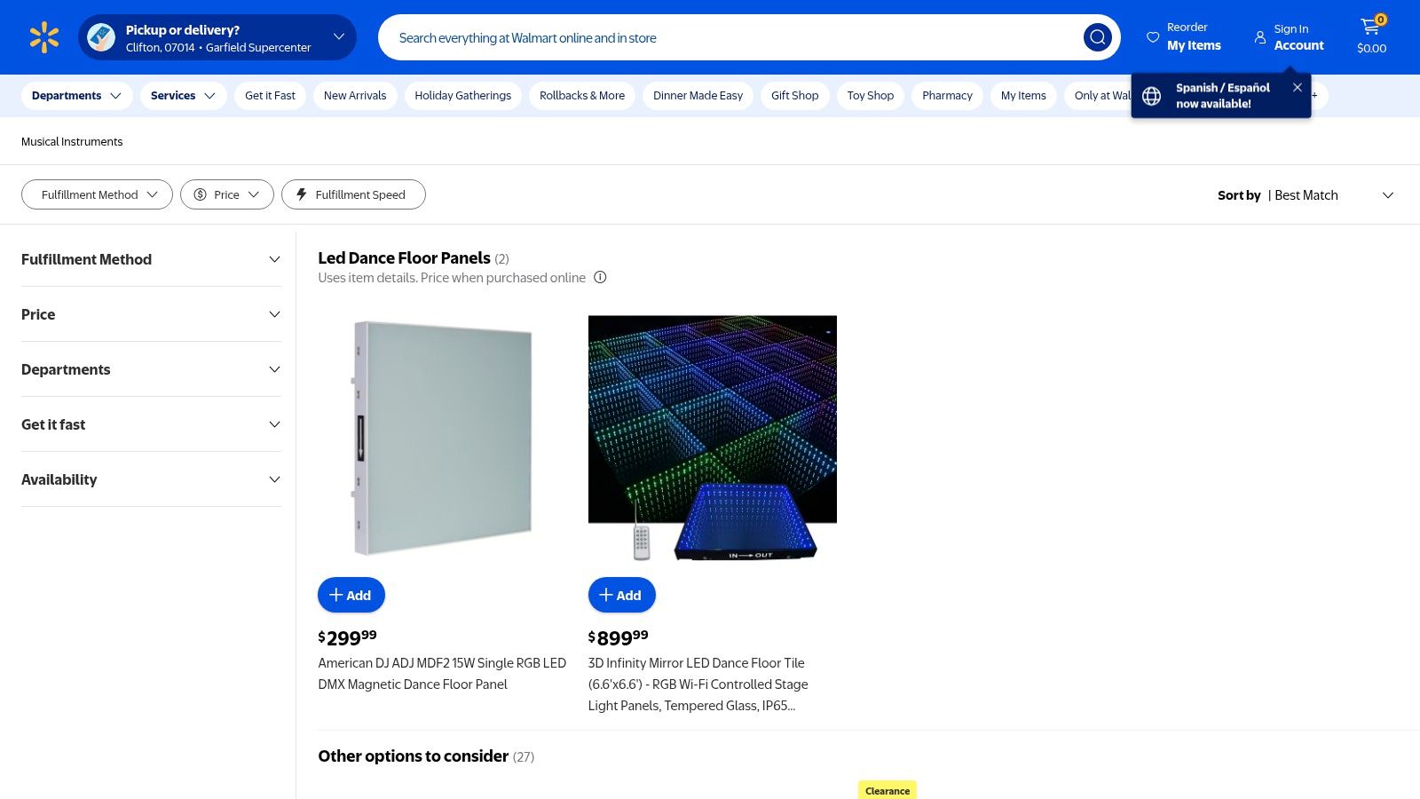 Walmart (LED dance floor panels marketplace)