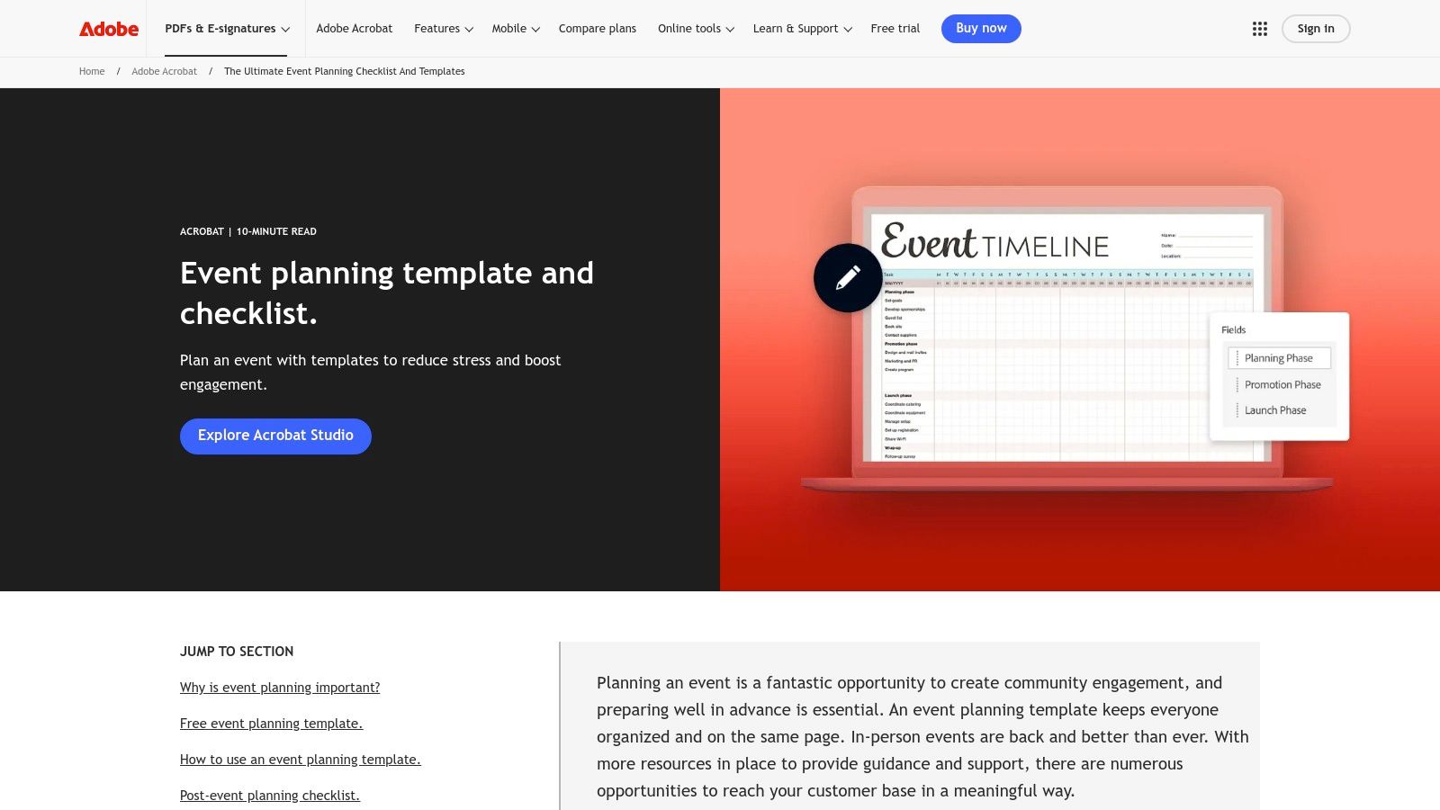 Adobe Acrobat / Adobe Express – Event Planning Template & Checklists