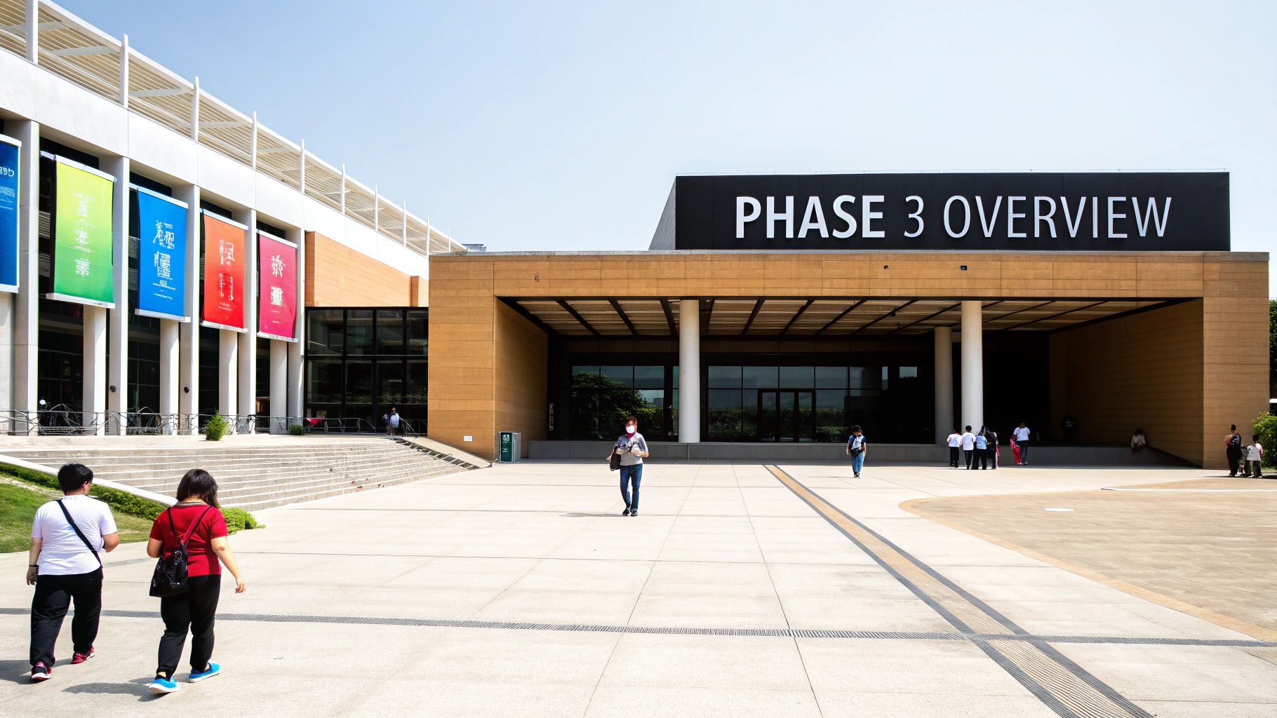 People networking and examining products at a busy Canton Fair exhibition hall.