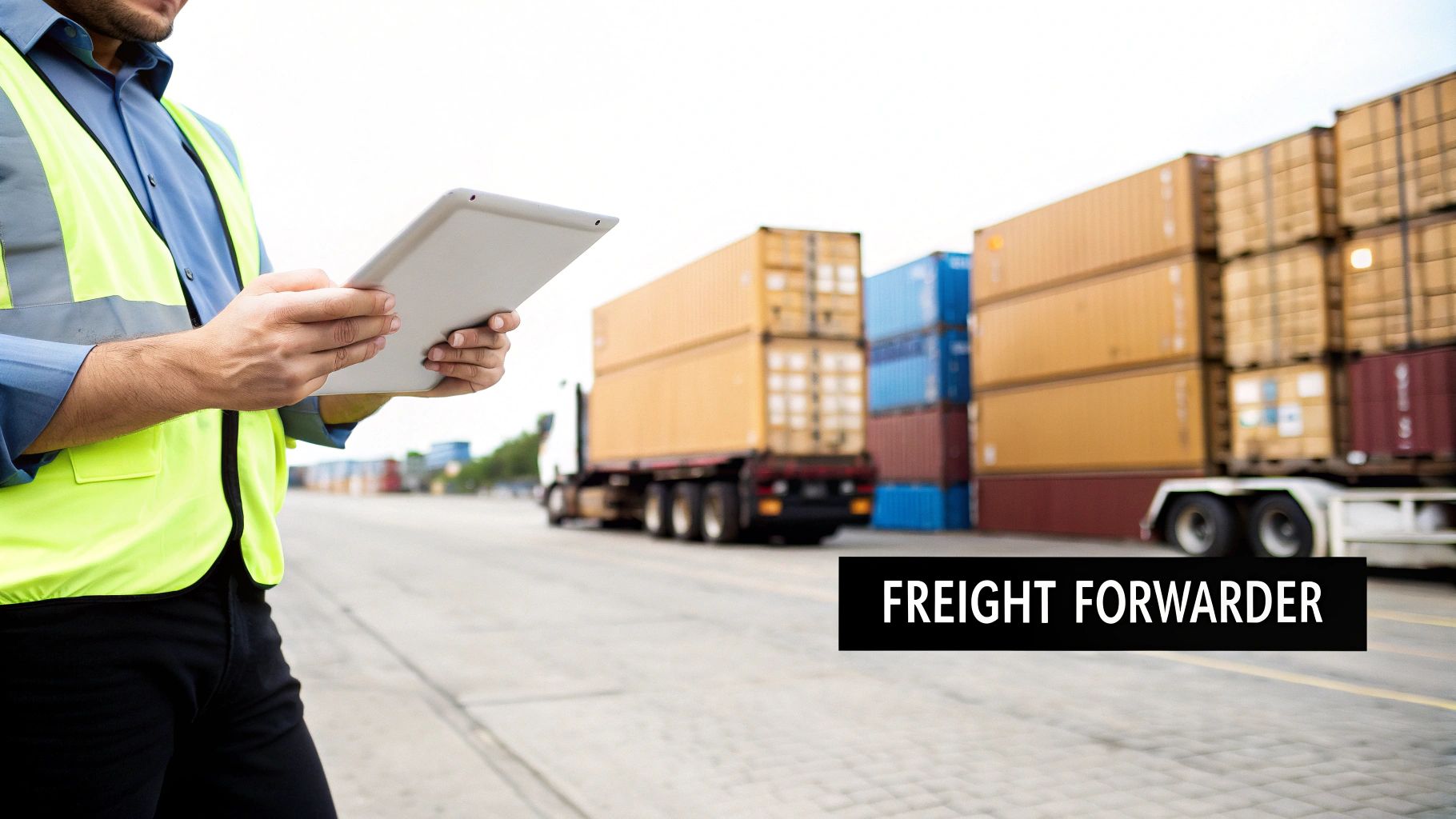 A freight forwarder coordinating logistics for a shipment, representing support for DDU DDP incoterms.