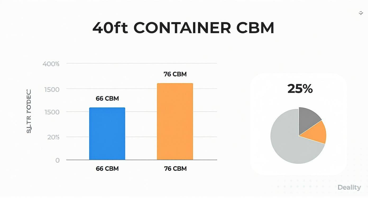 Infographic about how many cbm in a 40ft container